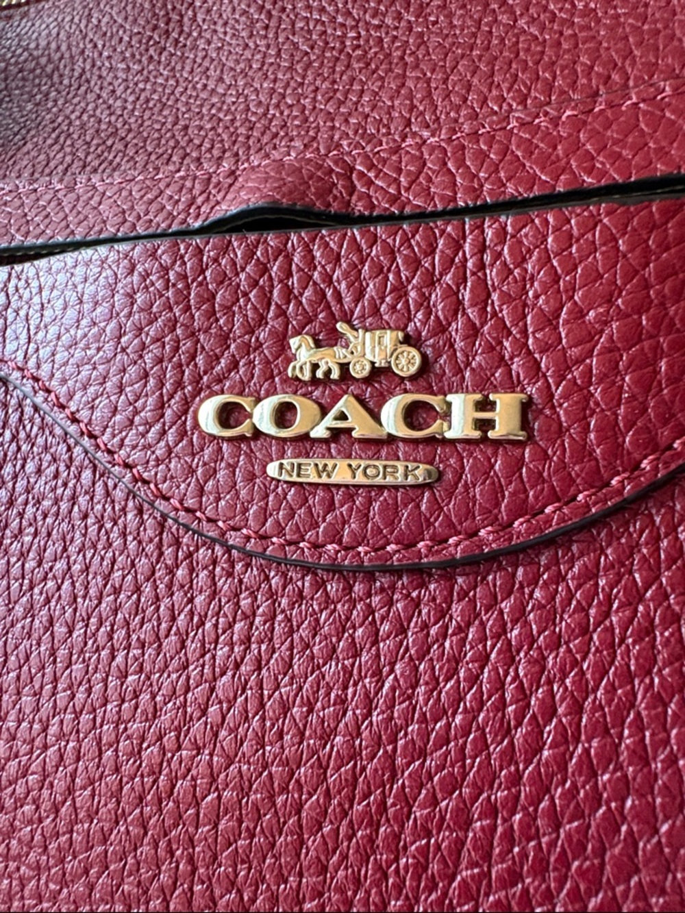 COACH Pebbled Leather Tote in Burgundy Red - Picture 3 of 12